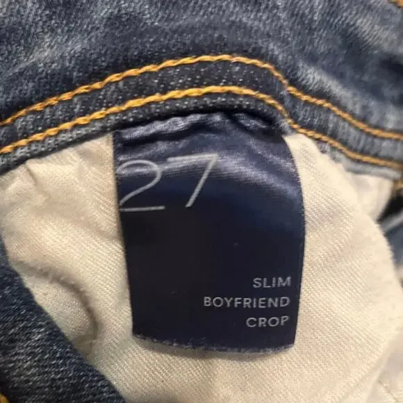 Anthropologie Pilcro Slim Boyfriend Crop Jeans Women's Size 27 Distressed Boho - Picture 10 of 13